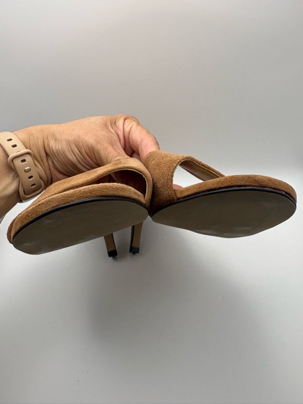 Anthropologie Tan Suede Slide Heels - Picture 8 of 9